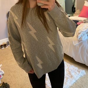 Grey lightning bolt sweater